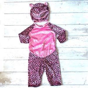 Baby Girls 12-18m Pink Cat Costume Animal Print Bodysuit & Hat With Ears 12m 18m